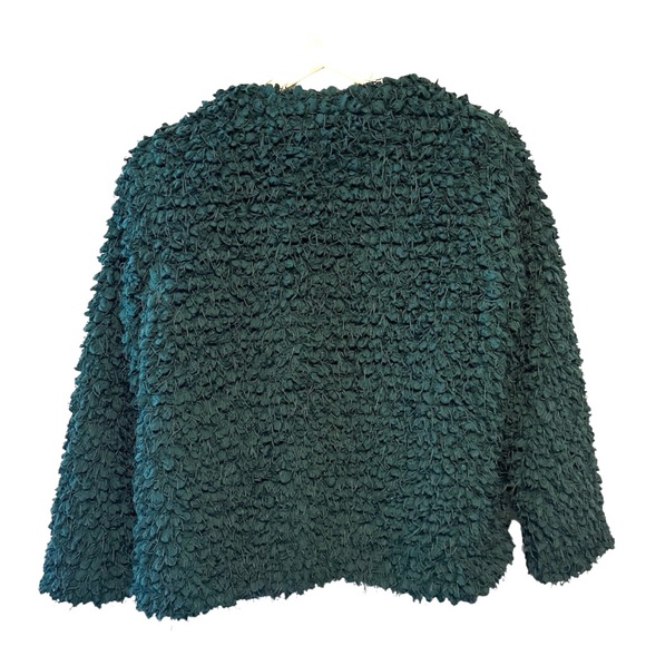 Zara Textured Forest Green Fuzzy Teddy Lined Jacket Coat, Womens size Small - Picture 4 of 12
